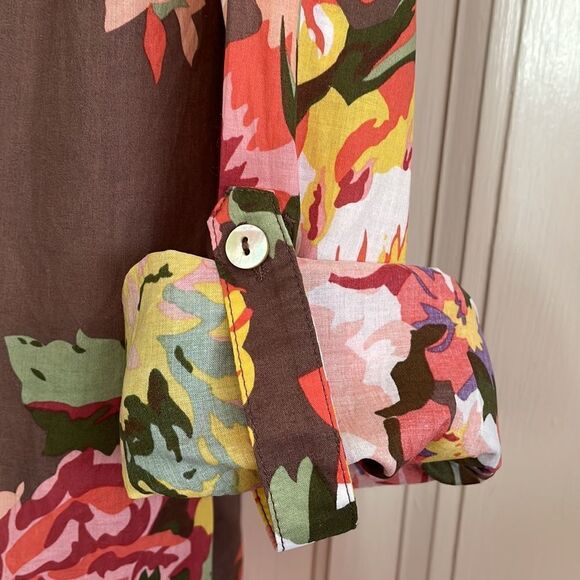 Soft Surroundings brown floral cotton tunic - Picture 7 of 9